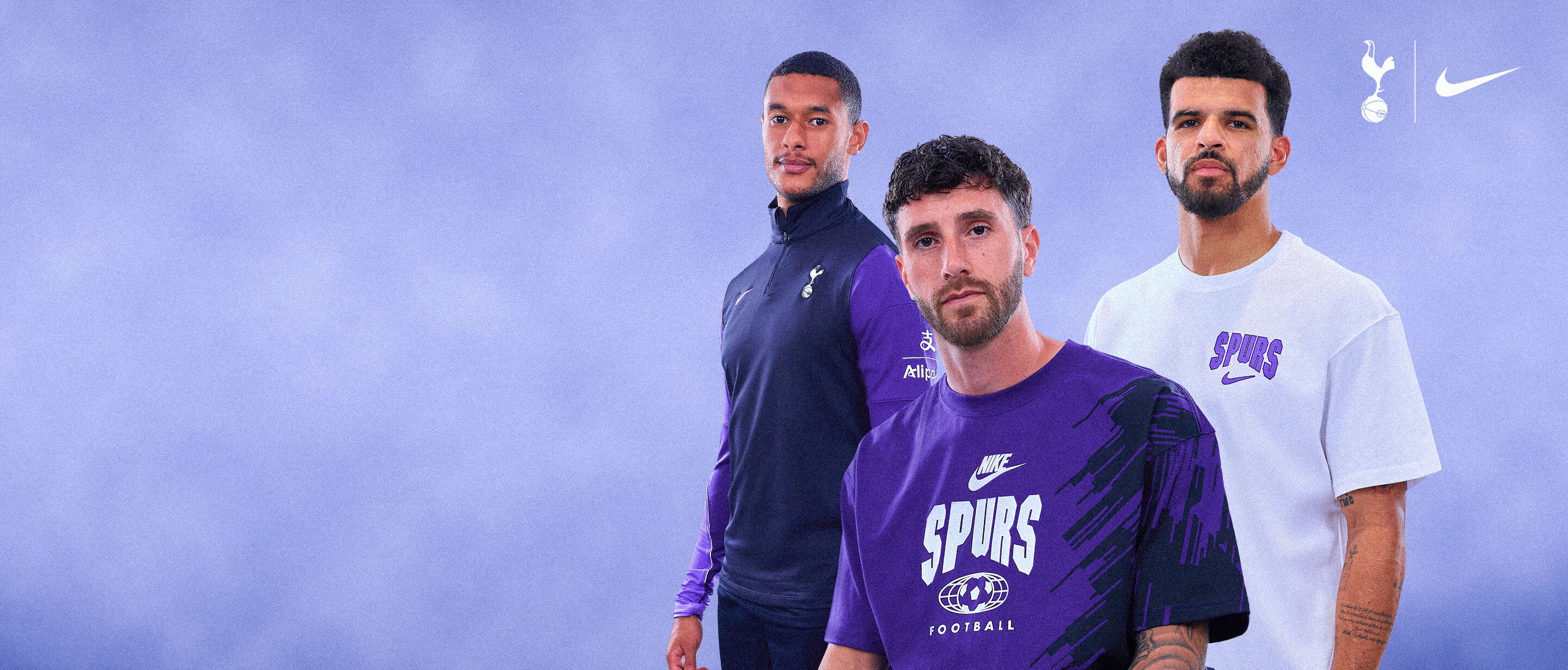 Tottenham Hotspur thrid training and lifestyle range featured on a promotional panel.