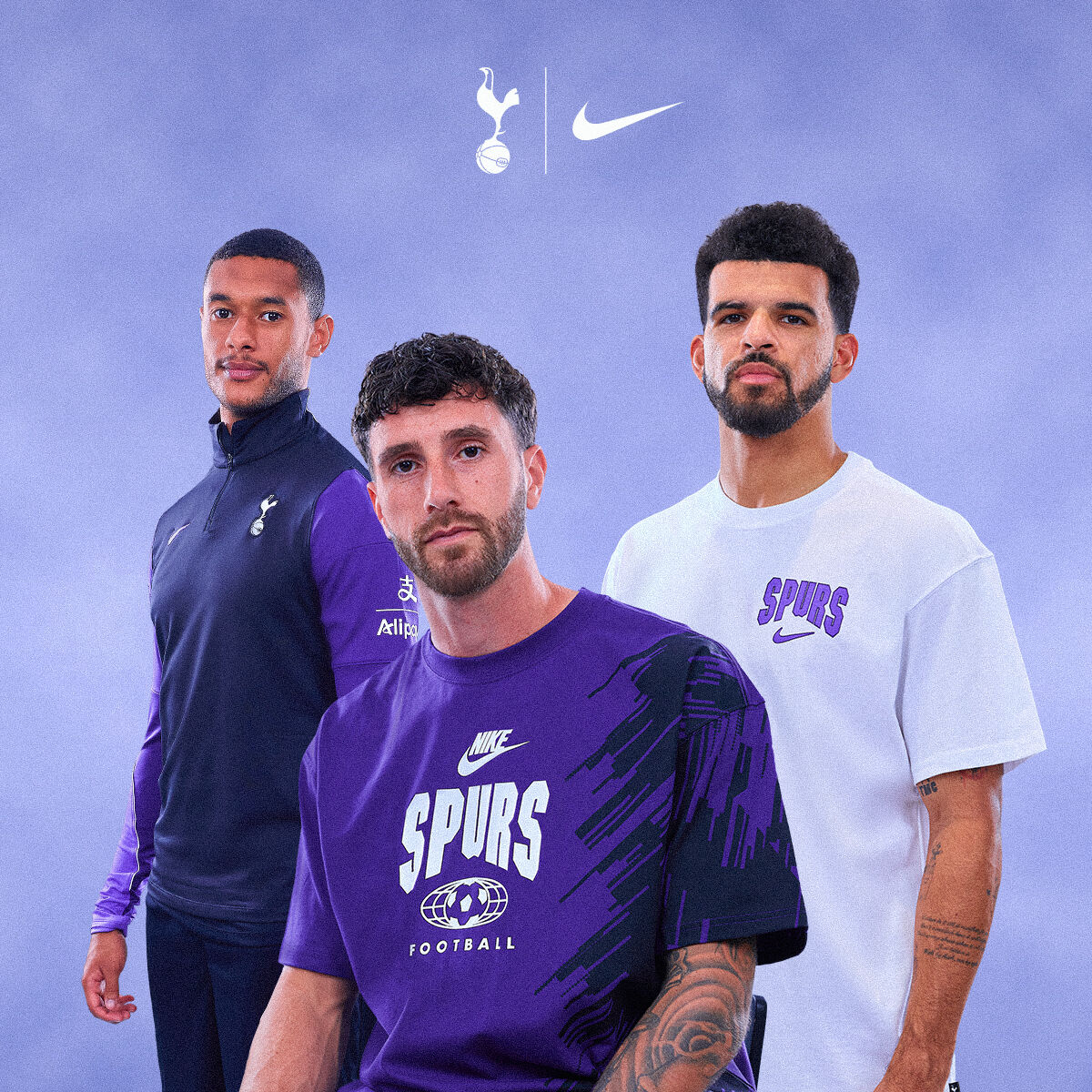 Tottenham Hotspur thrid training and lifestyle range featured on a promotional panel.