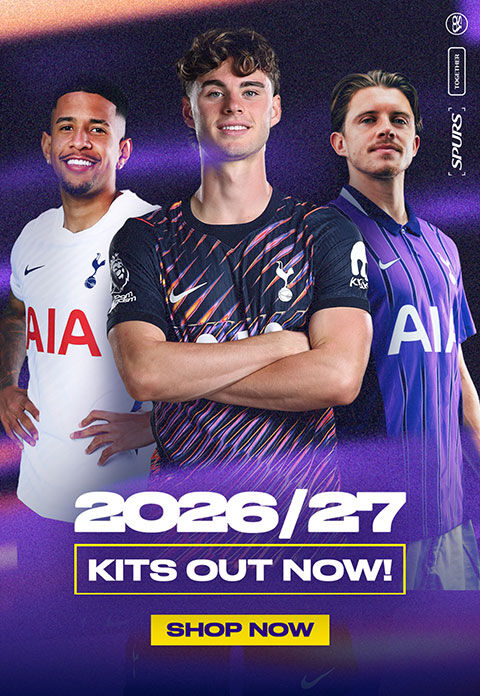 Tottenham Hotspur 2026/27 kit banner with player model