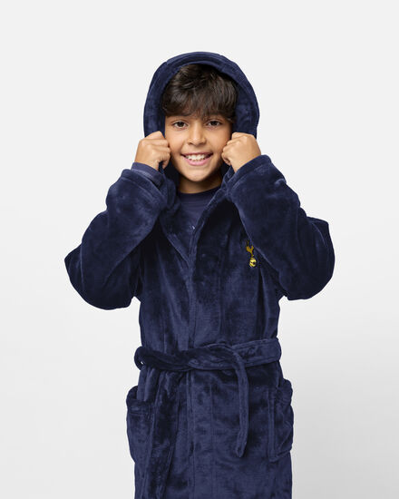 Spurs Kids Navy Fleece Dressing Gown Robe