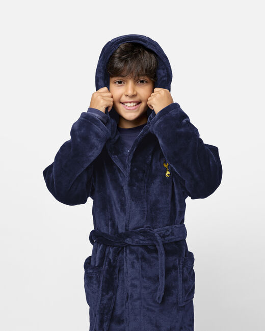 Spurs Kids Navy Fleece Dressing Gown Robe