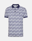 Spurs Mens White and Navy Geometric Polo