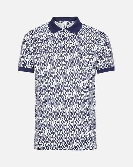 Spurs Mens White and Navy Geometric Polo