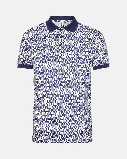 Spurs Mens White and Navy Geometric Polo