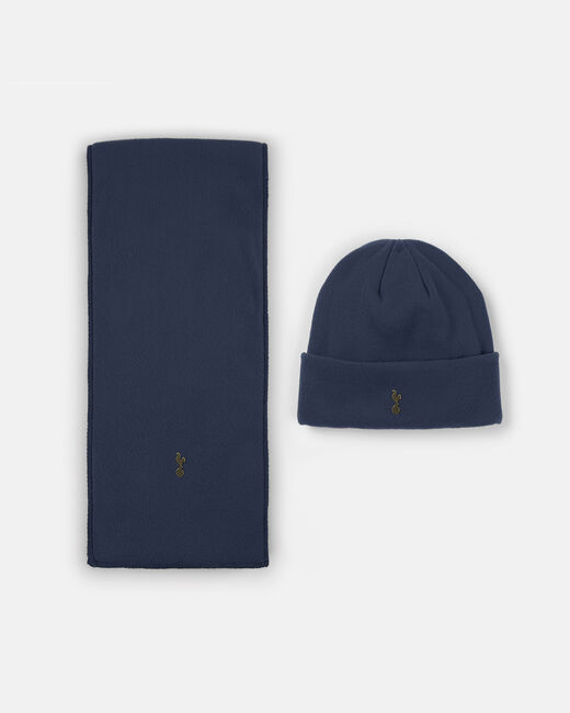 Spurs Mens Navy Fleece Hat And Scarf Set