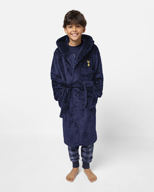 Spurs Kids Navy Fleece Dressing Gown Robe