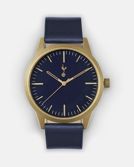 Spurs Mens Navy Leather Watch