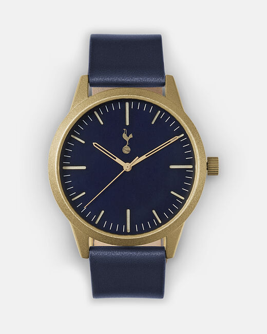 Spurs Mens Navy Leather Watch