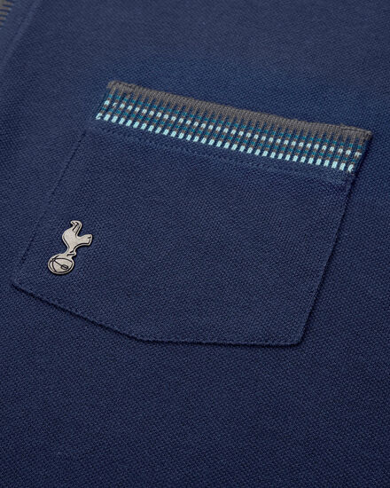 Spurs Mens Navy Contrast Zip Placket Polo