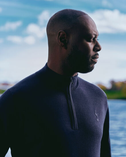 Spurs X John Smedley Mens 1/4 Zip Navy Jumper