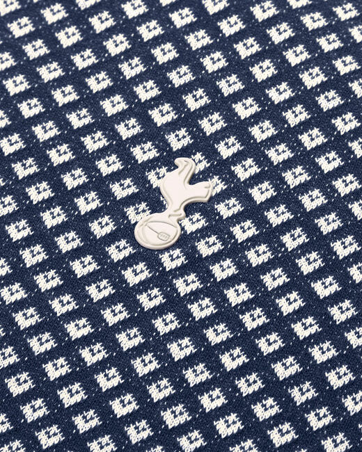 Spurs Mens Navy Yarn Dyed Jaquard Pattern Polo