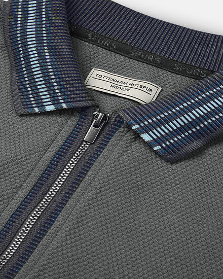 Spurs Mens Dark Grey Contrast Zip Placket Polo