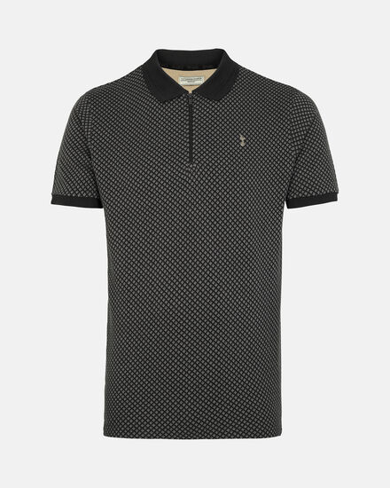 Spurs Mens Black Knitted Pattern Polo