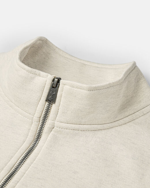 Spurs Mens Metal Crest 1/4 Zip Cream Sweatshirt