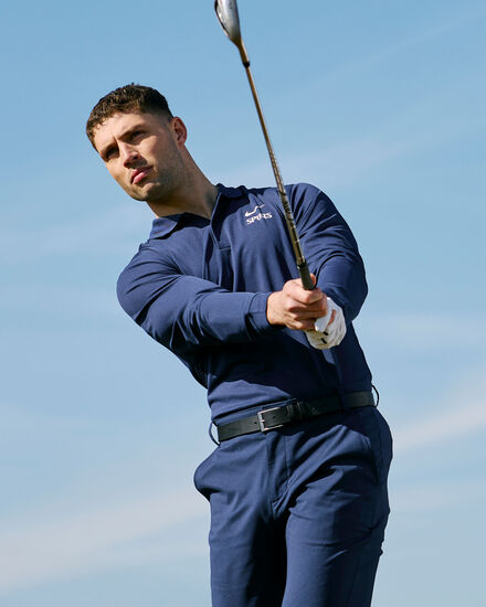 Spurs Nike Mens Navy Long Sleeve Victory Golf Polo