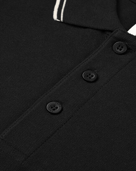 Spurs Mens Tipped Cotton Pique Black Polo