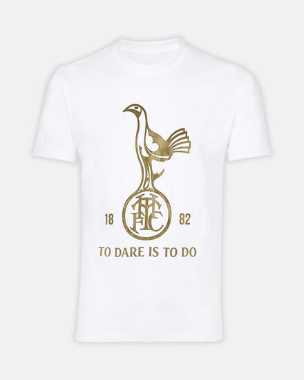 Spurs Mens Gold Retro Print White T-Shirt