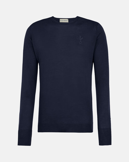 Spurs X John Smedley Mens Navy Crew Neck Jumper