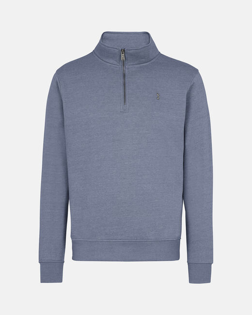 Spurs Mens Metal Crest 1/4 Blue Sweatshirt