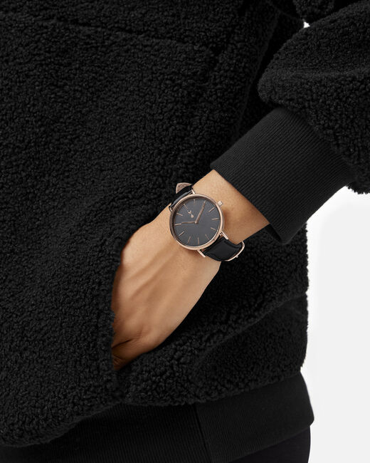 Spurs Womens Black & Rose Gold Watch