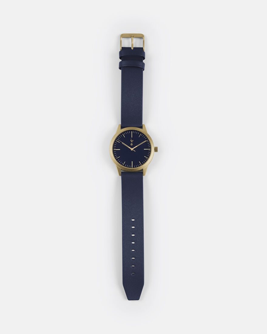 Spurs Mens Navy Leather Watch
