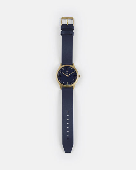Spurs Mens Navy Leather Watch