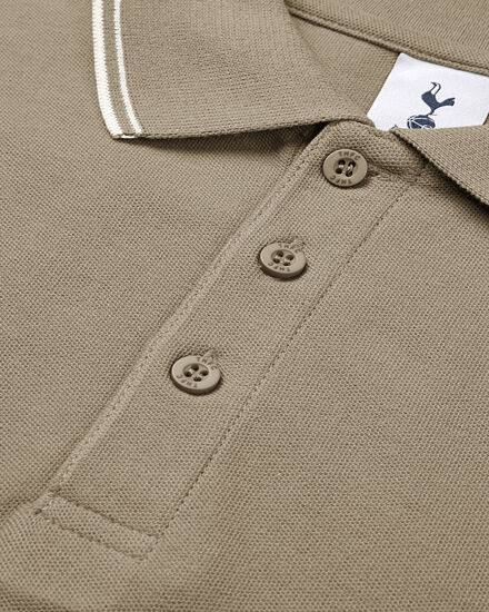 Spurs Mens Tipped Cotton Pique Stone Polo