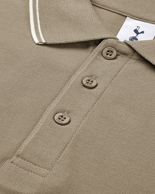 Spurs Mens Tipped Cotton Pique Stone Polo