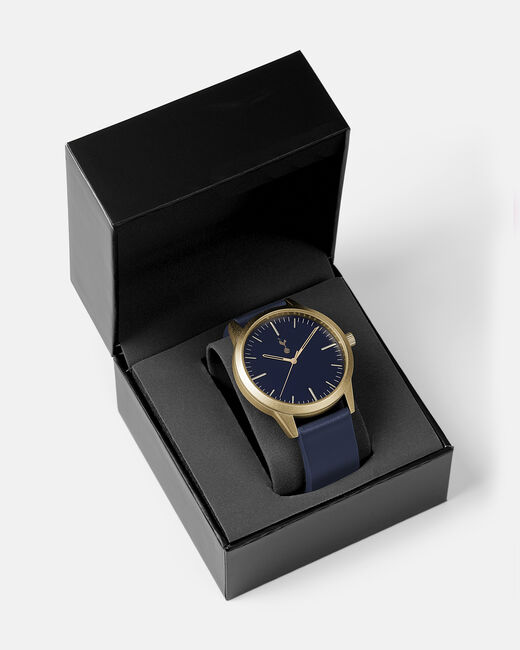 Spurs Mens Navy Leather Watch