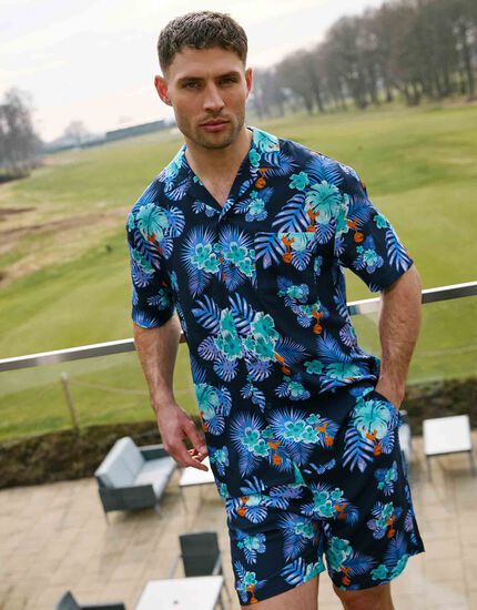 Spurs Mens Hawaiian Blue Shorts