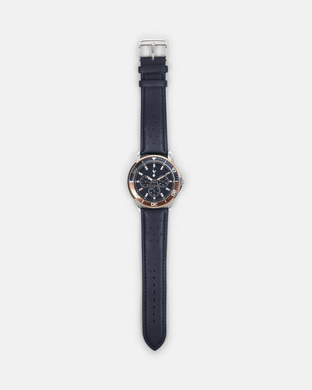 Spurs Mens Multifunction Navy Leather Strap Watch