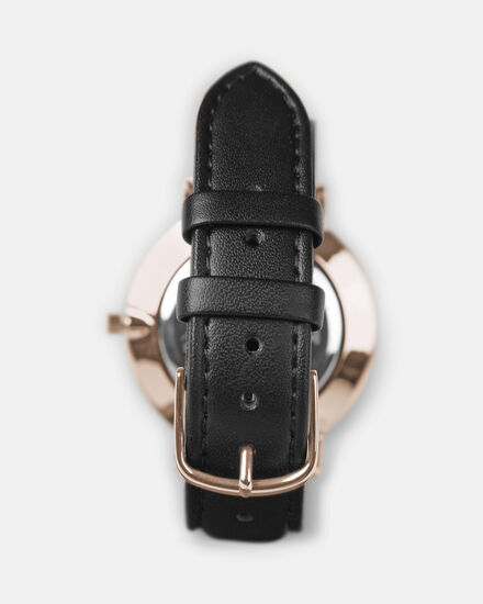 Spurs Womens Black & Rose Gold Watch