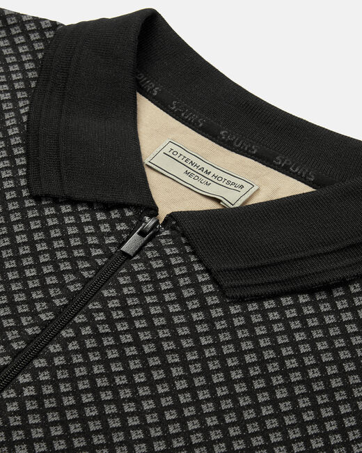 Spurs Mens Black Knitted Pattern Polo