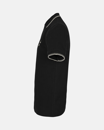 Spurs Mens Tipped Cotton Pique Black Polo