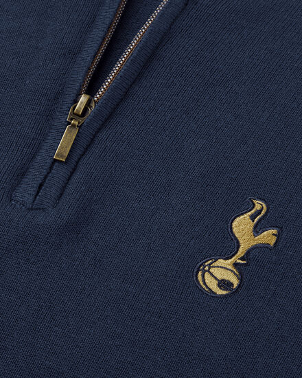 Spurs Mens 1/4 Zip Navy Cotton Jumper