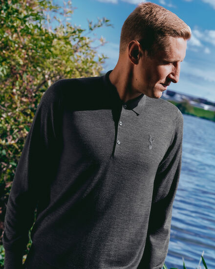 Spurs X John Smedley Mens Long Sleeved Grey Knitted Shirt