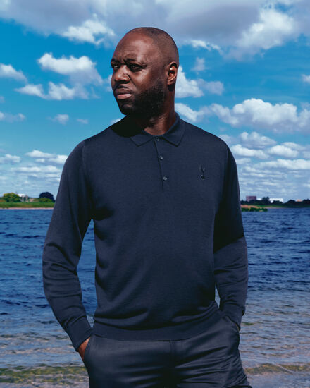 Spurs X John Smedley Mens Long Sleeved Navy Knitted Shirt