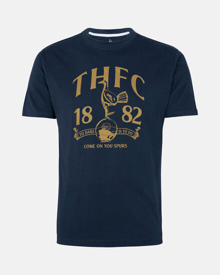 Spurs Mens Retro Print Navy T-Shirt