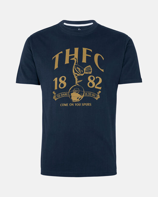 Spurs Mens Retro Print Navy T-Shirt
