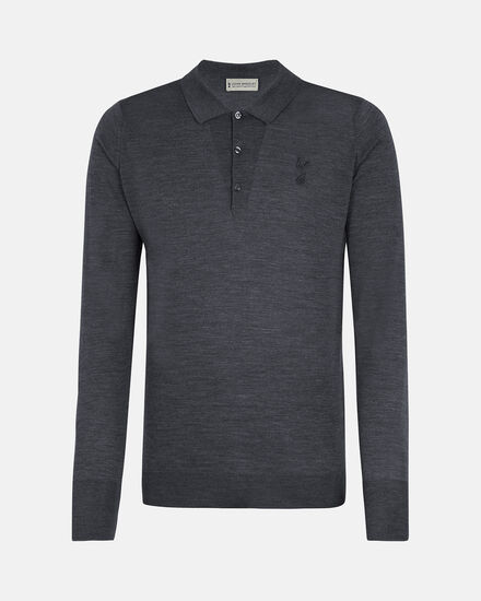 Spurs X John Smedley Mens Long Sleeved Grey Knitted Shirt