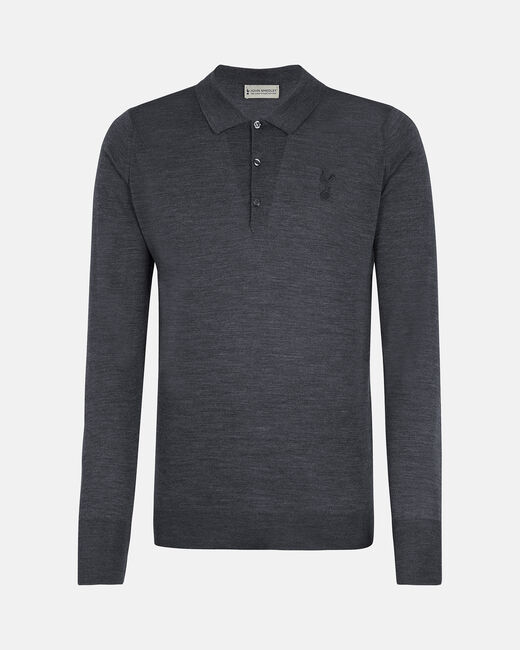Spurs X John Smedley Mens Long Sleeved Grey Knitted Shirt