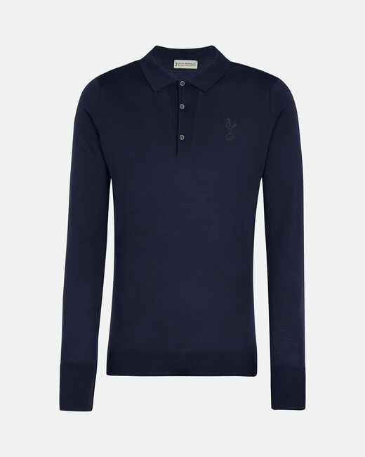 Spurs X John Smedley Mens Long Sleeved Navy Knitted Shirt