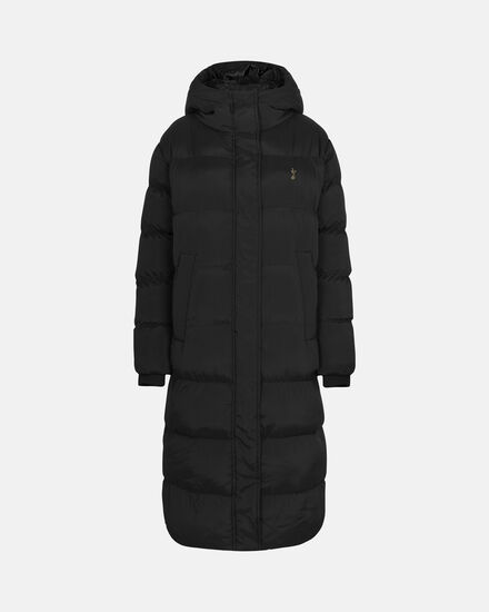 Spurs Womens Long Padded Black Jacket