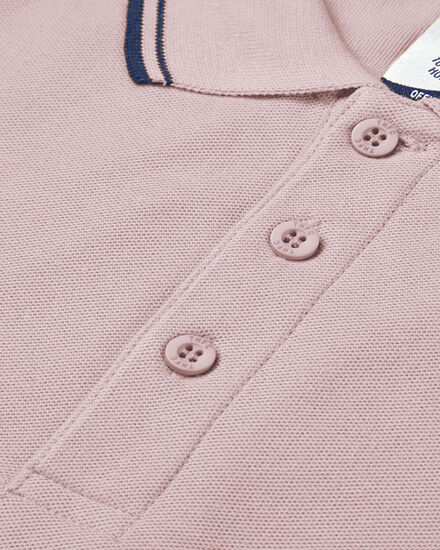 Spurs Mens Tipped Cotton Pique Pink Polo