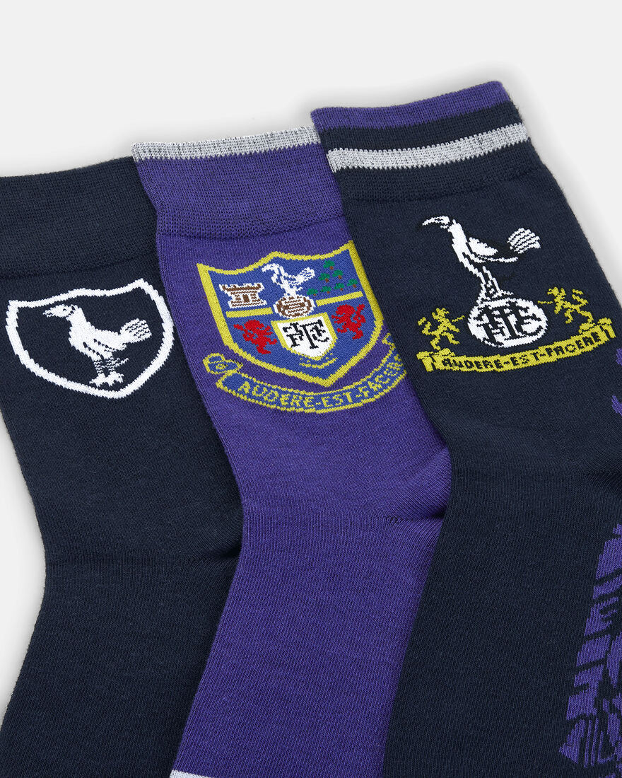 Spurs Adults Purple Retro Crest 3 Pack Socks