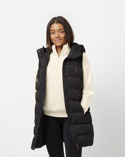 Spurs Womens Long Line Black Gilet