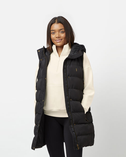 Spurs Womens Long Line Black Gilet