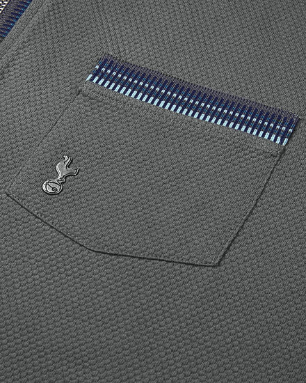Spurs Mens Dark Grey Contrast Zip Placket Polo