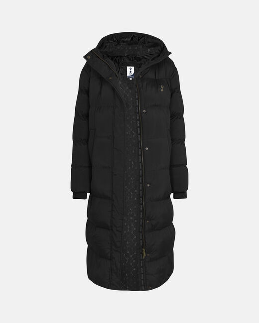 Spurs Womens Long Padded Black Jacket