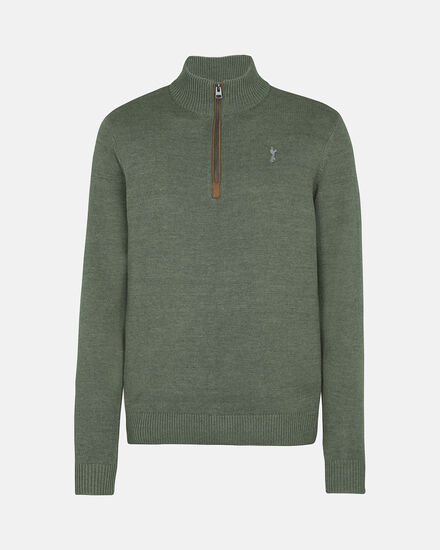 Spurs Mens Green 1/4 Zip Cotton Blend Jumper